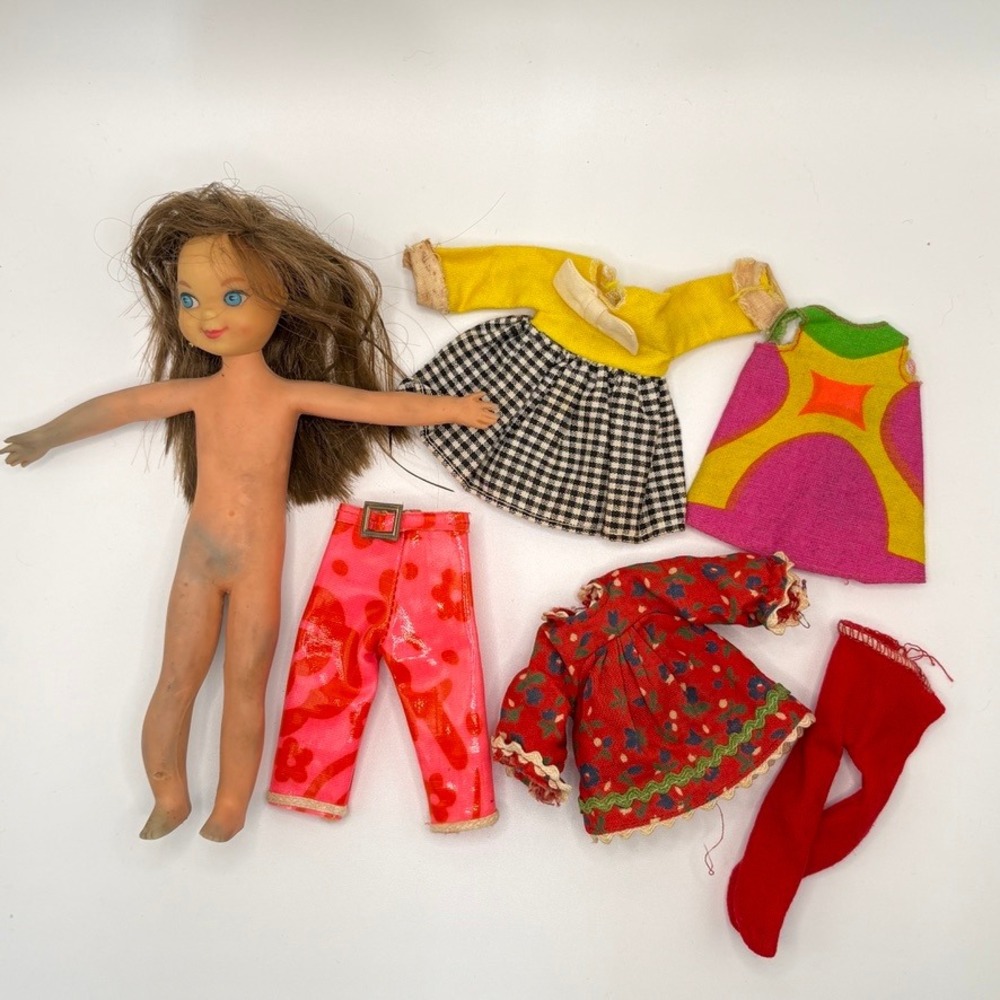 Vintage 1965 Mattel Tutti Doll 3580 Lot Outfits Japan Barbie Creepy Sister 6in